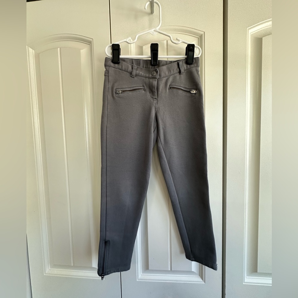 Cutest Hanna Andersson girls pants with ankle zippers - grey - sz 120 (6-7)